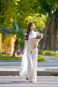 VGU No.103: Graceful Vietnamese Girl in Ao Dai Amidst Autumn Flowers-1
