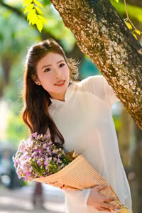 VGU No.103: Graceful Vietnamese Girl in Ao Dai Amidst Autumn Flowers-3