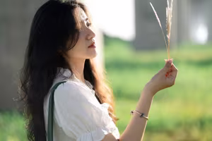 XVG No.21: Serene Moment - Asian Girl with Long Hair Immersed in Green Nature-11