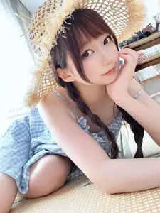 NAGISA: Charming Summer Vibes with Straw Hat & Gingham Dress - Part03 Exclusive-7