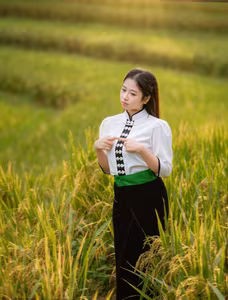 VGU No.32: Graceful Young Woman Amidst Golden Terraced Fields, Discover Vietnam's Cultural Beauty-0