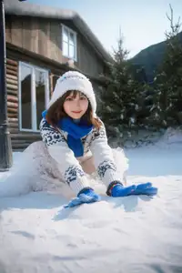 Cozy Winter Charm: Pao Pao Xiao Mie's Warmth Amidst the Snow Vol.8544-19