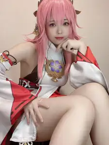 Coser Rizuna's Yae Miko Cosplay (91P) - Captivating Beauty from Genshin Impact-1