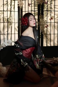 Artistic Portrait Japanese Woman in Traditional Kimono Asian Beauty-7
