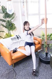 Chinese Model No.562 Xiangcai: Pure and Athletic in Sports Outfit & Thick White Stockings-26