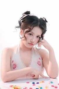 Sweet Charm of Young Girl Winking with Colorful Candies-5