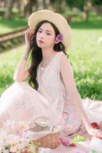 XVG No.27: Elegant Summer Girl Portrait Amidst Green Nature - Captivating Natural Beauty-5