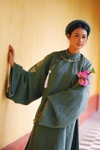 Traditional Vietnamese Soul: Elegant Lady in Ao Dai with Pink Lotus - 10000199719-4