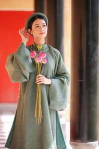 Traditional Vietnamese Soul: Elegant Lady in Ao Dai with Pink Lotus - 10000199719-8