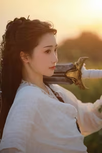 YiTuYu Vol.8273: Chun Yu – Ethereal Wuxia Beauty and Serene Warrior at Sunset-0