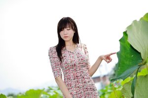 Yeon Da Bin: Adorable Korean Girl in Floral Dress Outdoors-31