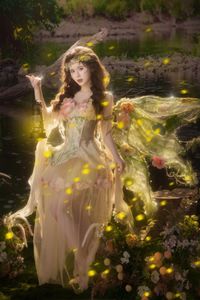 Discover Ethereal Beauty: Fairy Cosplay Amidst Sparkling Forest Lights-3