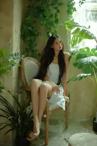 VGU No.190: Ethereal Beauty: Long-Haired Woman Amidst a Dreamy Indoor Garden Sanctuary-6