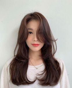 Elegant Pretty Girl with Beautiful Natural Curtain Bangs Hairstyle - Korean Style Hair Trend-5