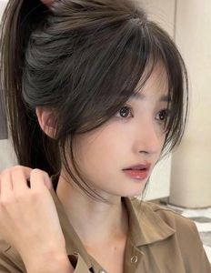 Elegant Pretty Girl with Beautiful Natural Curtain Bangs Hairstyle - Korean Style Hair Trend-2