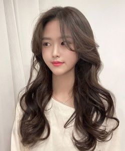 Elegant Pretty Girl with Beautiful Natural Curtain Bangs Hairstyle - Korean Style Hair Trend-19