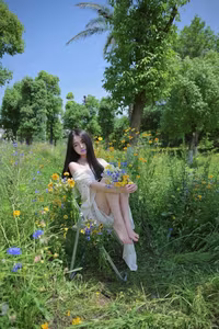 VGU No.92: Enchanting Maiden Amidst Wildflowers, A Serene Summer Dream Captured-8