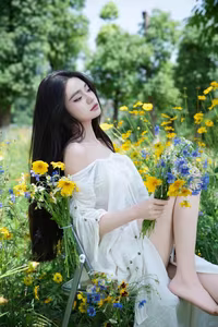 VGU No.92: Enchanting Maiden Amidst Wildflowers, A Serene Summer Dream Captured-4