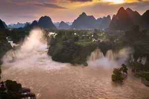 Ban Gioc Waterfall in Autumn Majestic Scenery Rushing White Waters Amidst Cao Bang Mountains-6