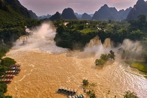 Ban Gioc Waterfall in Autumn Majestic Scenery Rushing White Waters Amidst Cao Bang Mountains-9