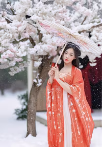 Elegant Hanfu Beauty in Winter Wonderland Asian Traditional Dress and Snow-4