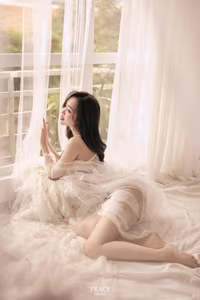 VGU No.130: Discover the Pure Allure of a Young Woman in White Lace Lingerie-4