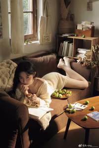 VGU No.86: Serene Moments A Girl's Cozy Retreat Bathed in Golden Light and Fresh Green Hues-1