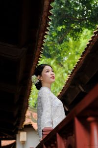 Elegant Vietnamese Woman Portrait Traditional Dress Ancient Architecture-4