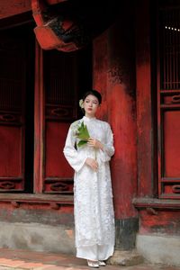 Elegant Vietnamese Woman Portrait Traditional Dress Ancient Architecture-11