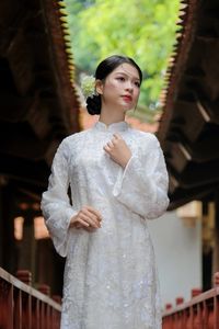 Elegant Vietnamese Woman Portrait Traditional Dress Ancient Architecture-9