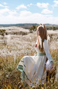 Coser Ely_eee: Enchanting 'Wolf and Breeze' Cosplay amidst Golden Fields | Artistic View-0