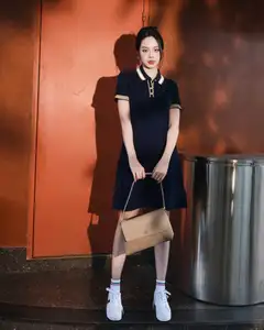 VGU No.181: Urban Muse Embraces Modern Elegance with Polo Dress and Chic Sneakers-8