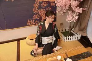 Su Yi Nuo No.10627: Captivating Traditional Grace in a Seductive Black Kimono-49