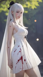 AI Generated Drakengard Zero Moji Part02: Unveiling the Tragic Beauty of a Blood-Stained White Dress Warrior-4