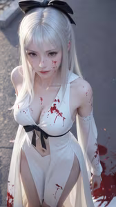 AI Generated Drakengard Zero Moji Part02: Unveiling the Tragic Beauty of a Blood-Stained White Dress Warrior-3
