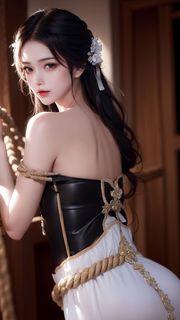 AI Generated Hyperrealistic BiAn1 Part01: Mysterious Beauty in Black Latex with Ropes-21