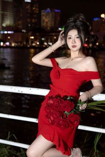 Captivating Fashion Portrait in Red Dress. HD Wallpaper Quality-3