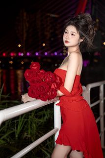 Captivating Fashion Portrait in Red Dress. HD Wallpaper Quality-2