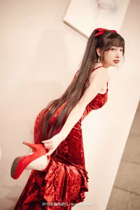 Coser Mu Mu Momo: Alluring Red Attire & Intimate Charm-22