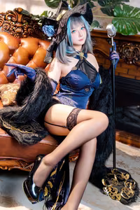 Coser Xi Huan Ai Li Ma Alluring Cheshire Qipao Cosplay Unveiling 37 Captivating Photos-6
