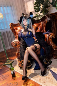 Coser Xi Huan Ai Li Ma Alluring Cheshire Qipao Cosplay Unveiling 37 Captivating Photos-13