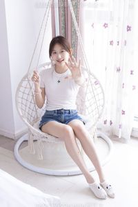 BoBoSocks No.553: Youthful Chinese Model in Denim Shorts and White T-shirt-0