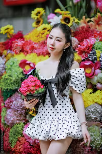 VGU No.30: Polka Dot Muse Amidst A Sea Of Colorful Flowers, Captivating Beauty-1