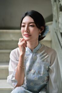 Radiant Vietnamese Beauty in Ao Dai with National Flag-10