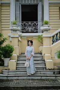 Radiant Vietnamese Beauty in Ao Dai with National Flag-6