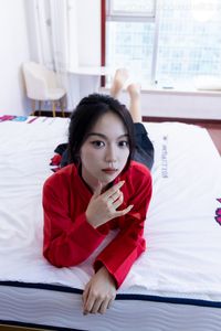 Chiness Model No.2330 Shasha in Elegant Red Black Hanfu Attire-21