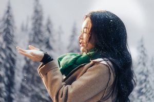 Asian Beauty in Winter Snow: Radiant Girl's Portrait-11