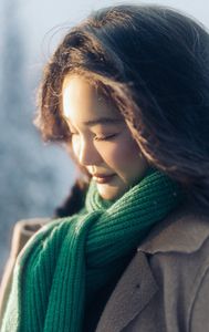 Asian Beauty in Winter Snow: Radiant Girl's Portrait-6