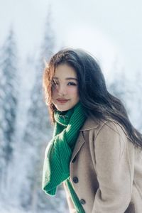 Asian Beauty in Winter Snow: Radiant Girl's Portrait-5