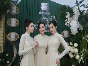 Do Thi Ha's Bridesmaids: Mesmerizing Beauty in Traditional Ao Dai at Her Engagement Ceremony-0